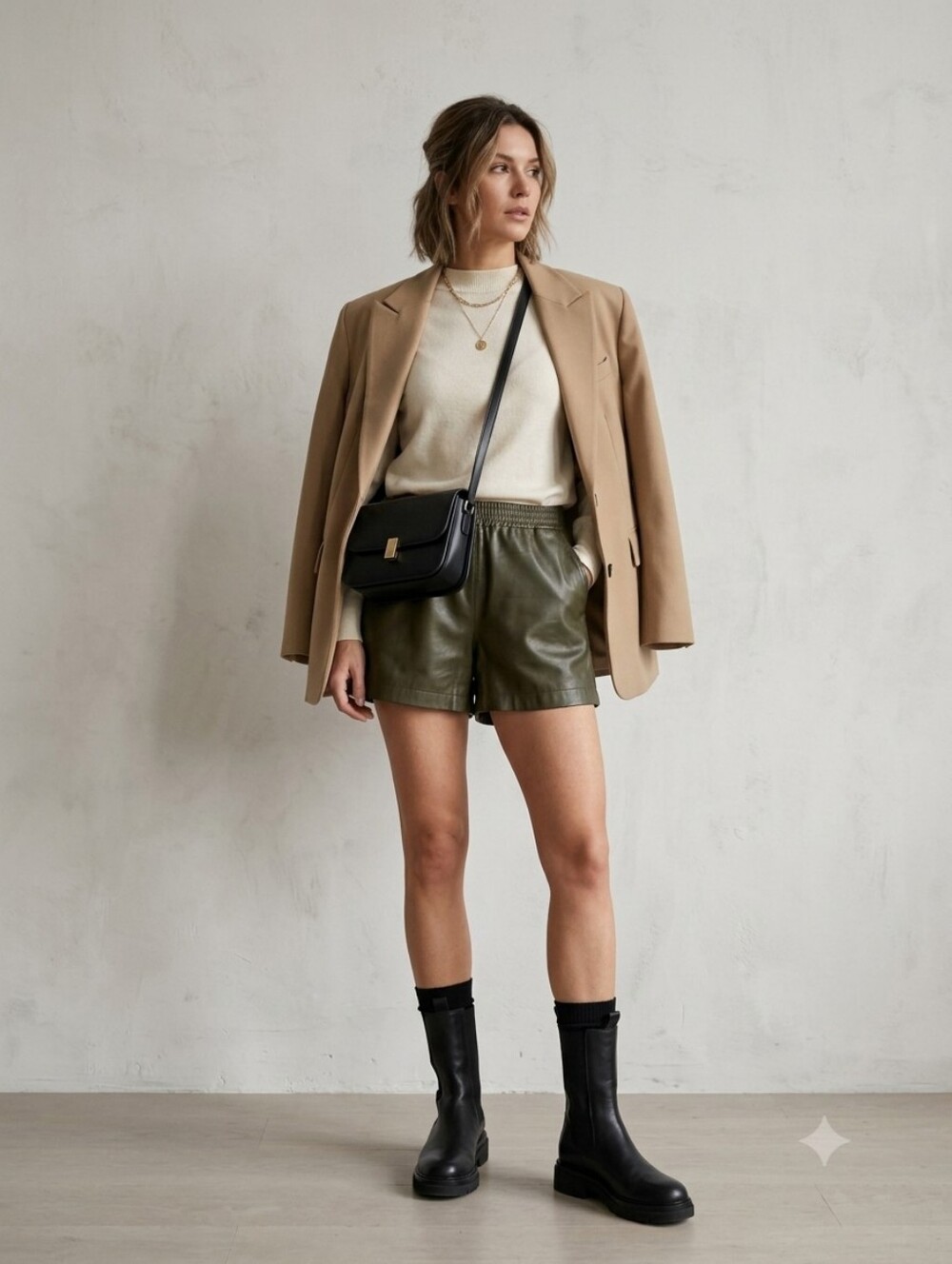 Banana Republic ✨️ Women's Green Lamb Leather High-Waist Shorts Size L